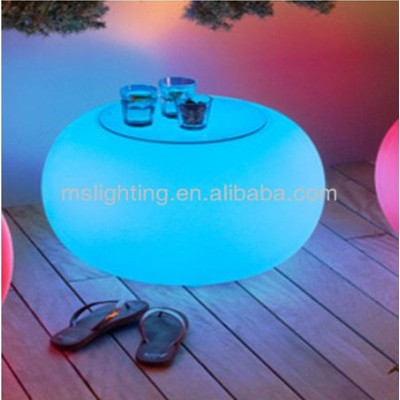 LI-Battery Remote WIFI Control Colorful LED Round Coffee Table